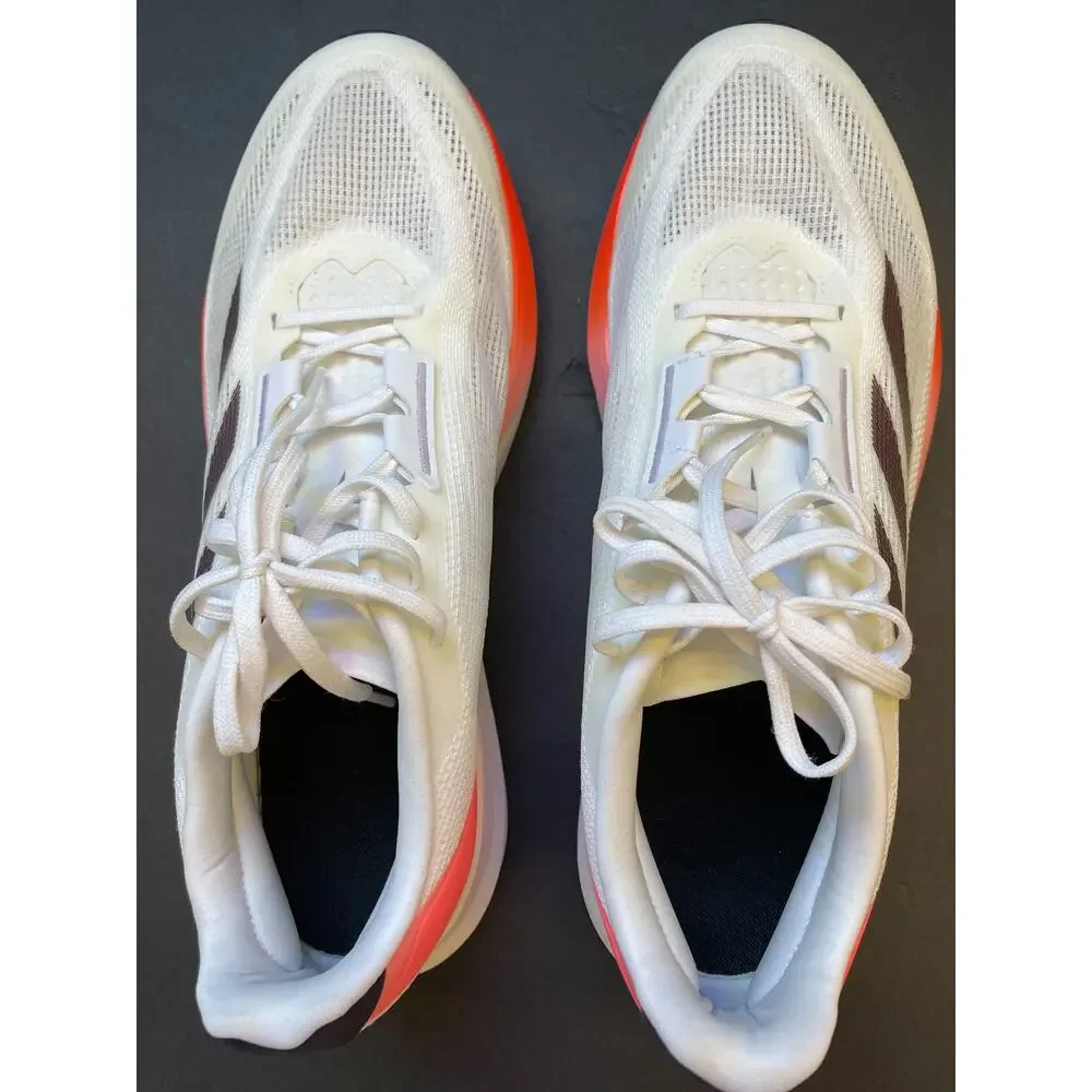 USED Adidas Men's Duramo Speed, White/Aurora Met./Solar Red, 12